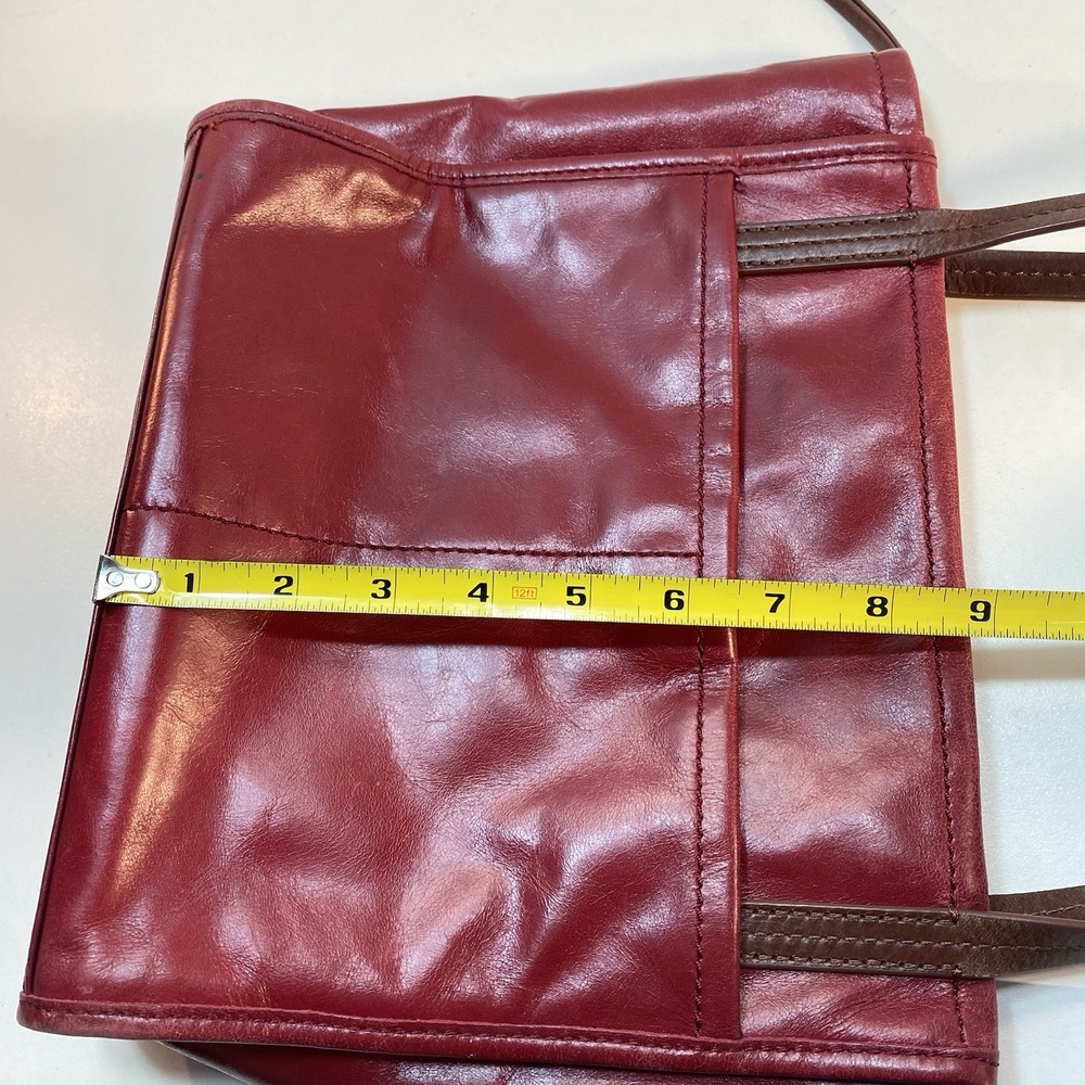 Hobo Red Leather Brown Straps Shoulder Bag Purse Tote Zip Closure - Picture 13 of 16